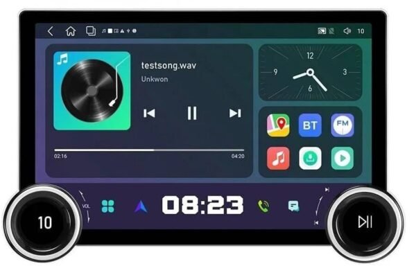 Gemstone 10.1-Inch Dual Knob Car Android Stereo with Inbuilt DSP 2K LED Display 4GB RAM 64GB Storage WiFi Bluetooth GPS Navigation