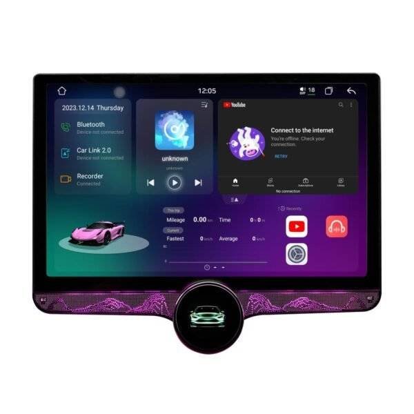 Gemstone Car Singal Knob Stereo 4GB/64GB Ram Display with Android 13, 4K HD Screen, CarPlay & Android Auto, WiFi, Expandable Phone Mount Universal of car (Single KNOB)