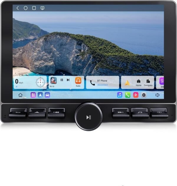 Gemstone Single Knob with Stylish Buttons 10.1 Inch Android 4GB/64GB Ram with Car Stereo with GPS Navigation, Multiple Map Support, USB, GPS Antenna, Camera Input, Music Player.